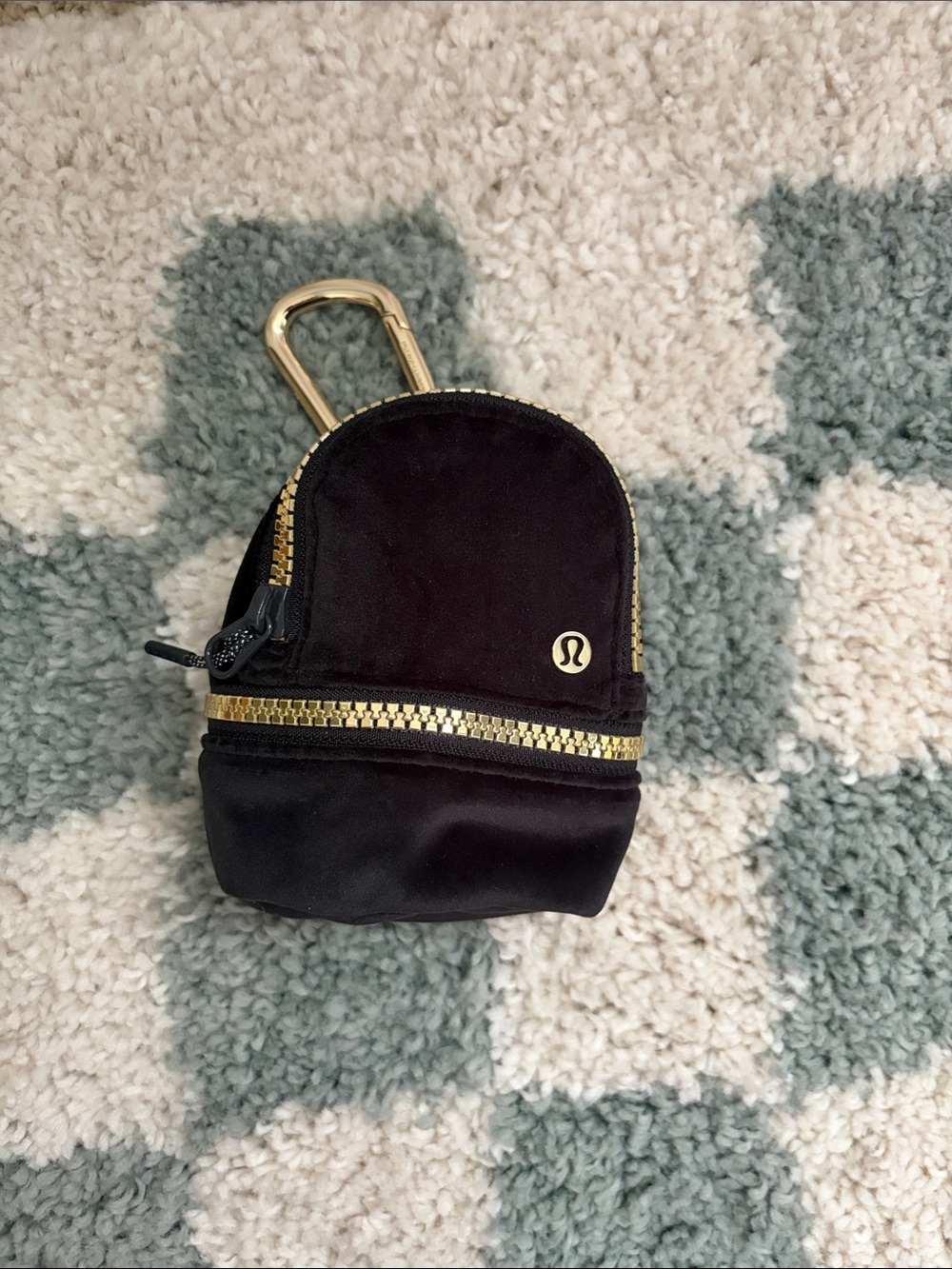 lululemon Black Mini Zip Pouch with Gold Hardware
